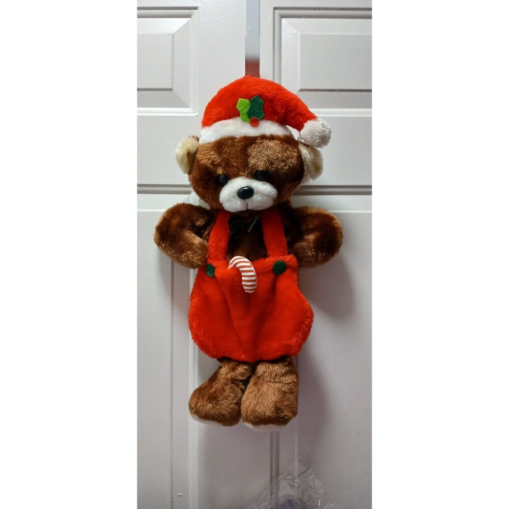 Santa’s Best Vintage Teddy Bear 20” Plush Stocking Pouch Brown Bear Christmas